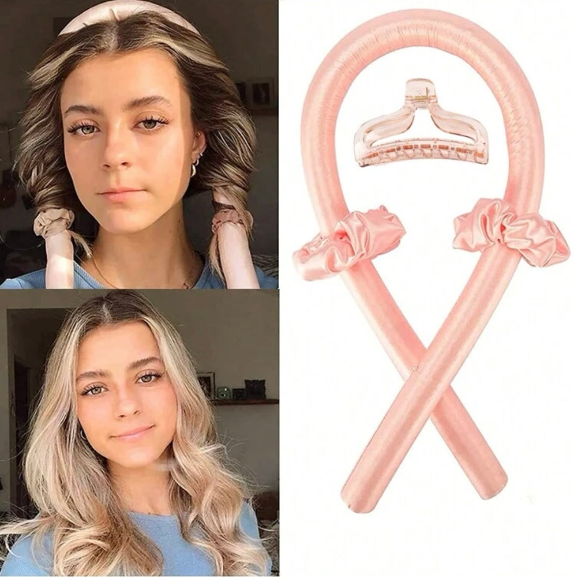 Satin Heatless curls set
